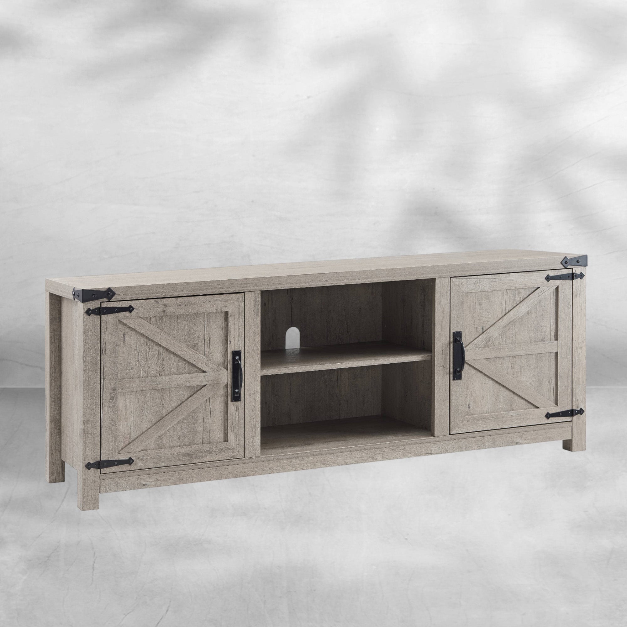 Farmhouse TV Stand with Barn Doors