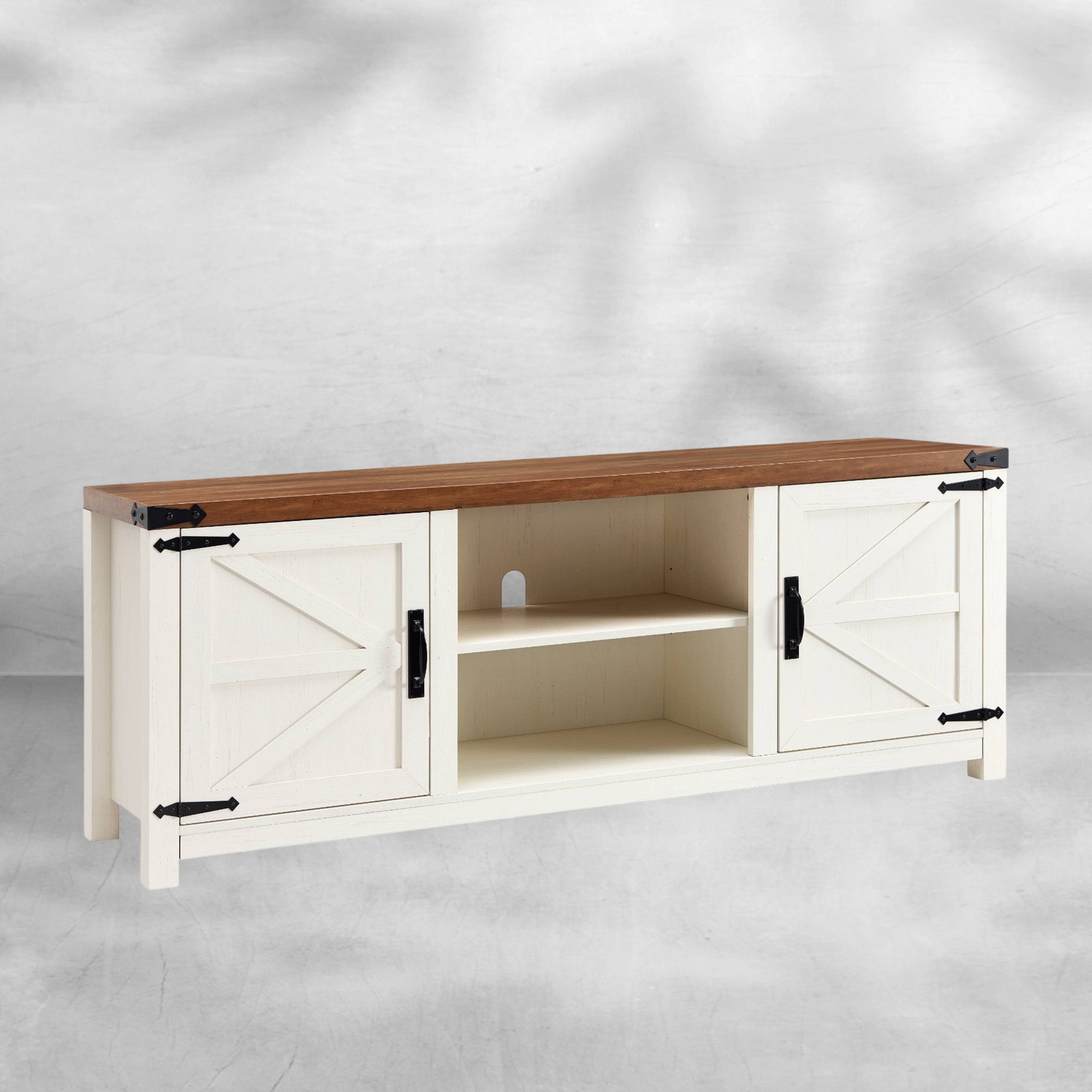 Farmhouse TV Stand with Barn Doors