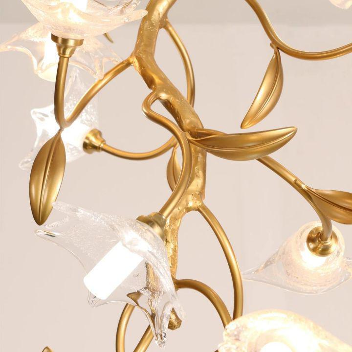 Luster Gaze Botanical Bloom Brass Chandelier - Background Shot