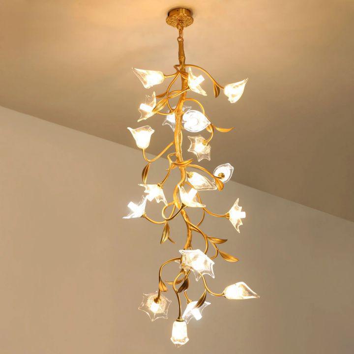 Luster Gaze Botanical Bloom Brass Chandelier - Background Shot