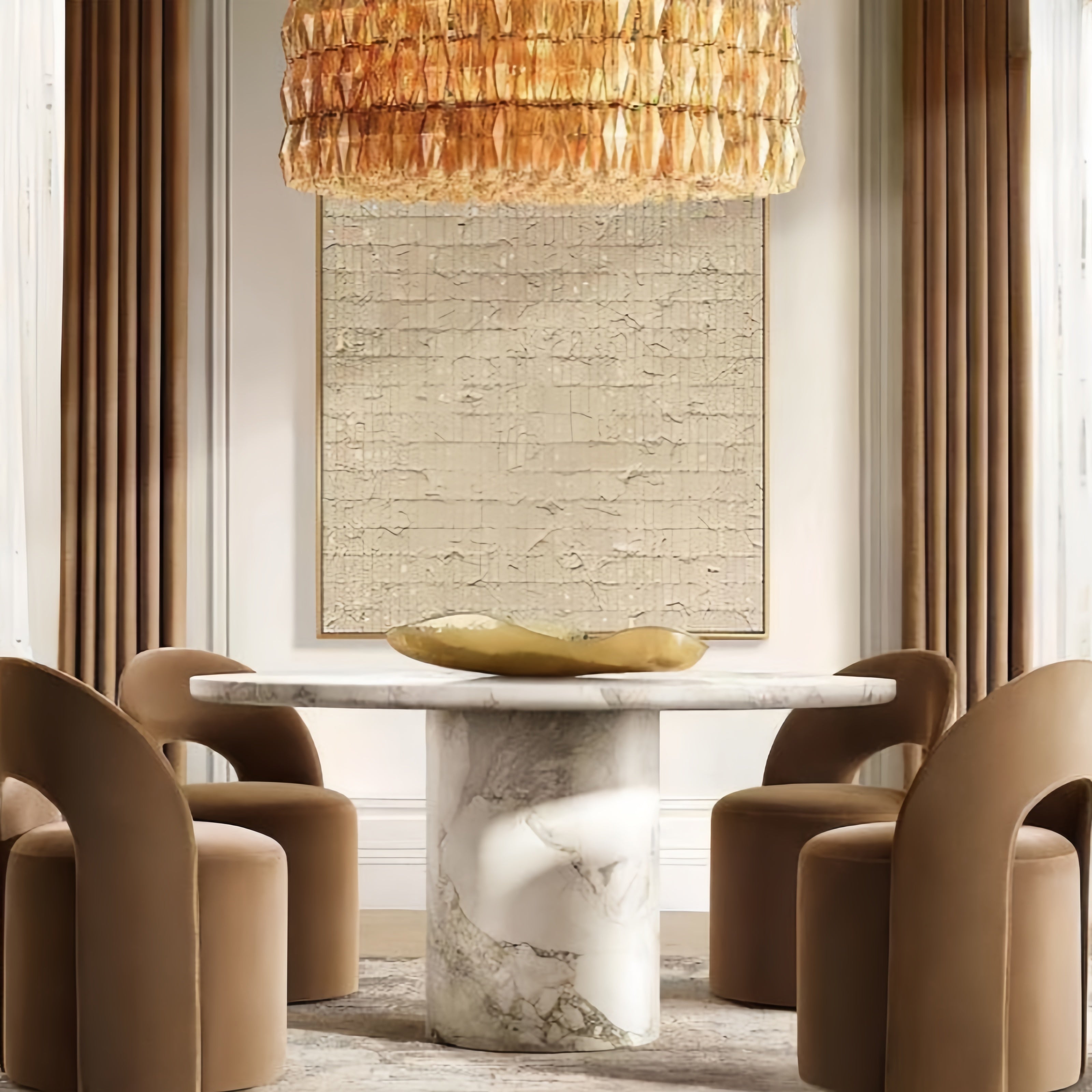 Cyra Smoke Glass Round Chandelier