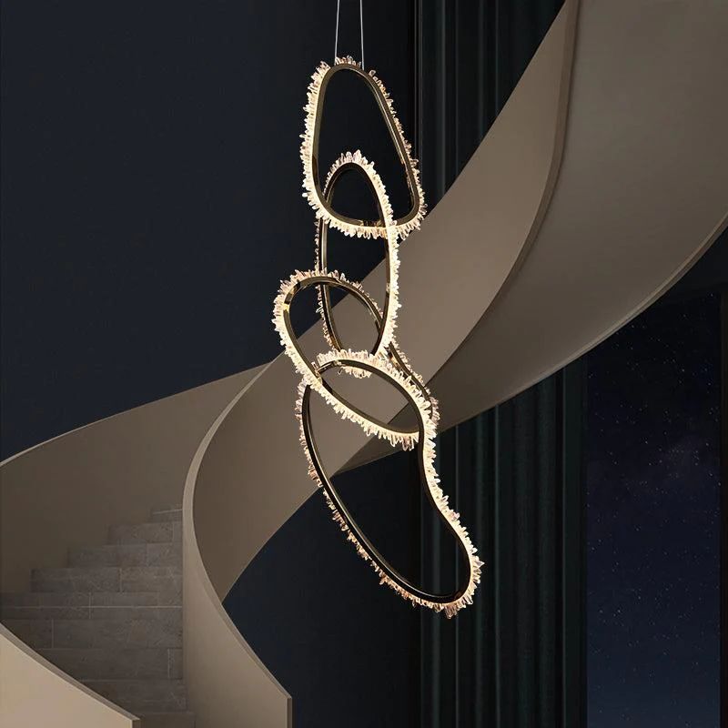 Besy Rock Crystal Irregular Round Chandelier