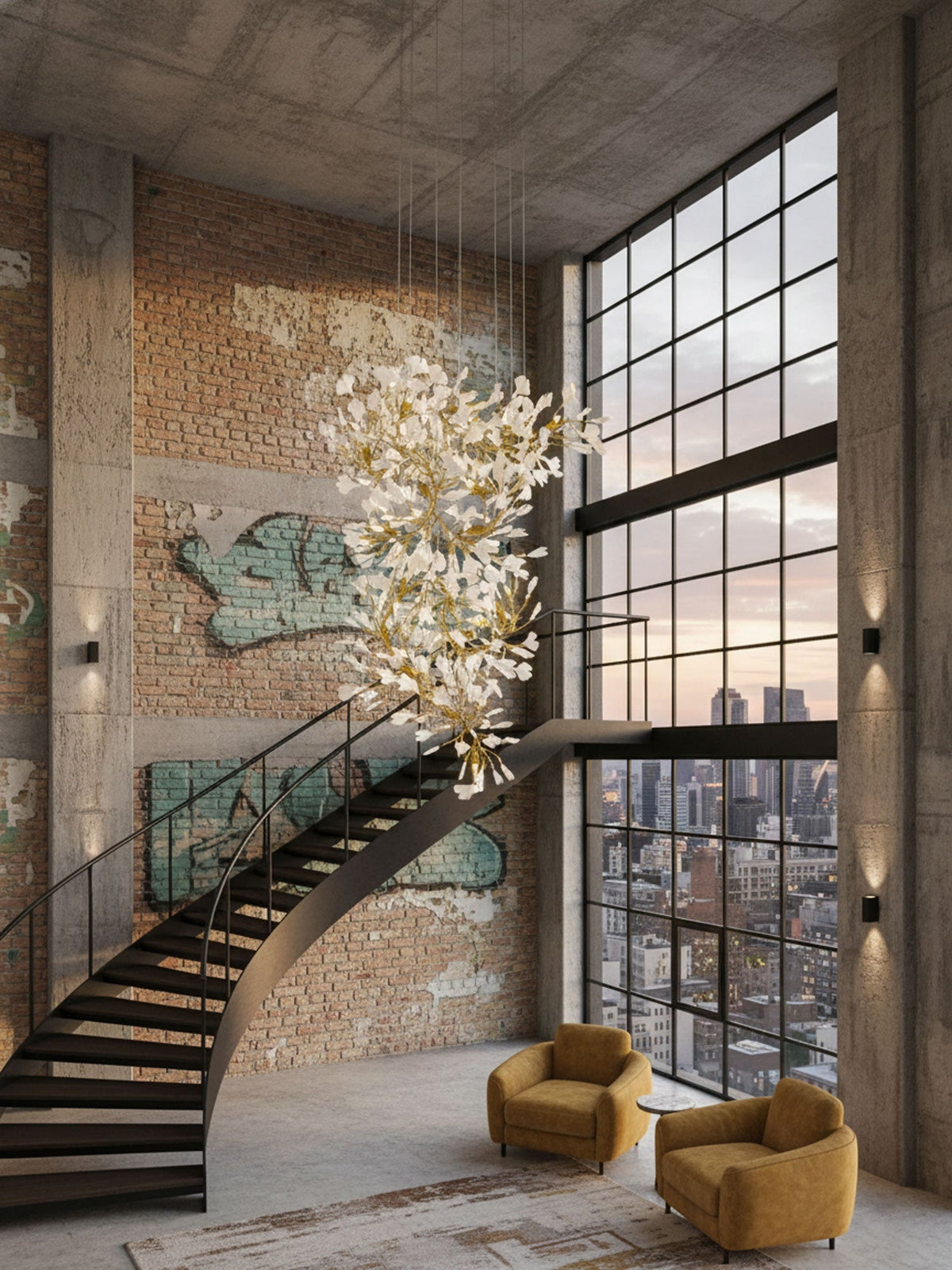 Gingko Ceramic Branch Chandelier F