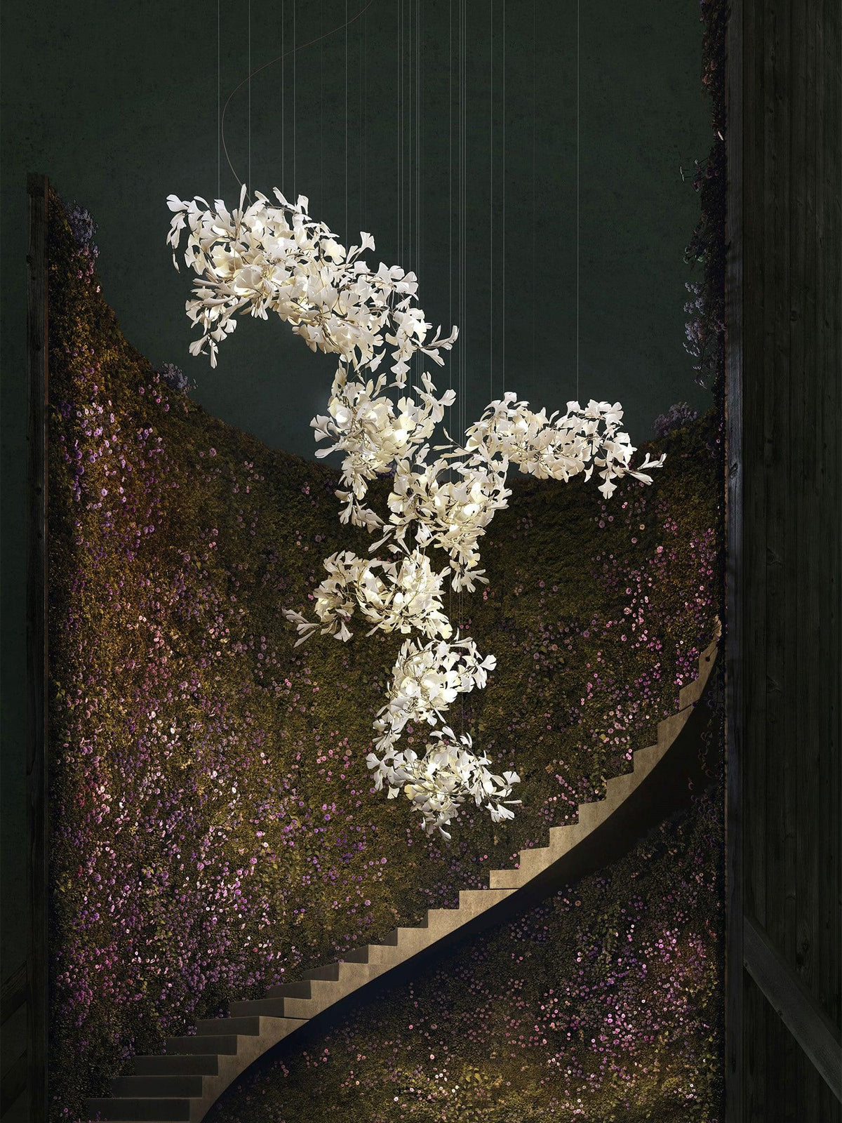 Gingko Ceramic Branch Chandelier F