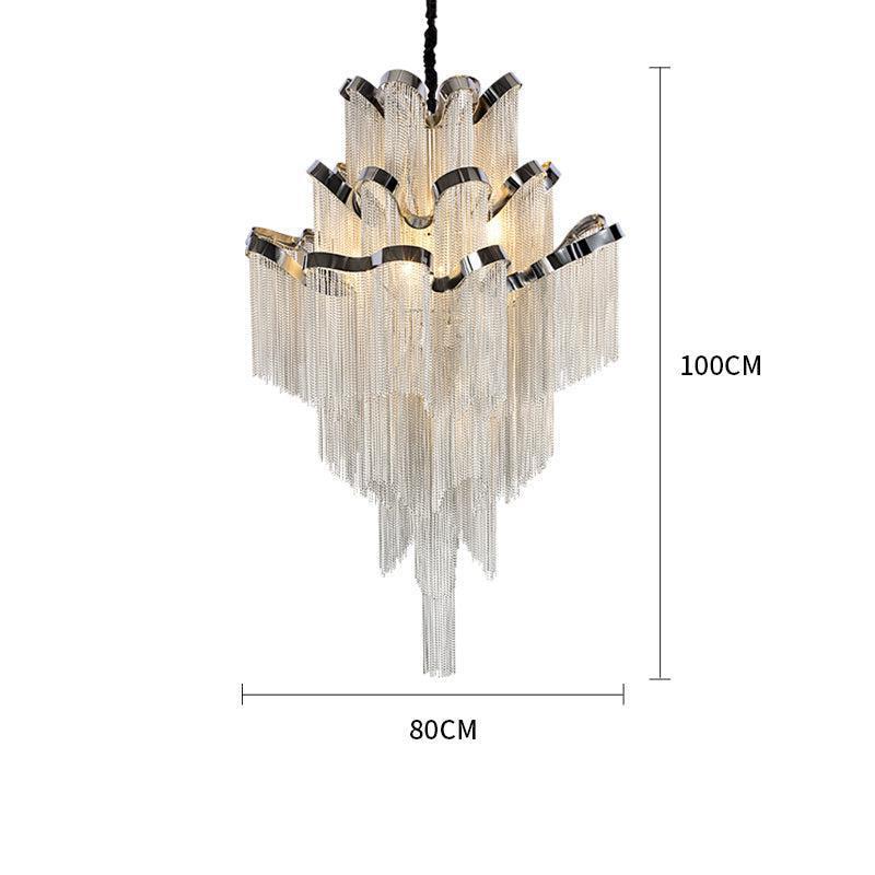Luster Gaze Radiant Cascade Aluminum Chain Tassel Chandelier - Background Shot