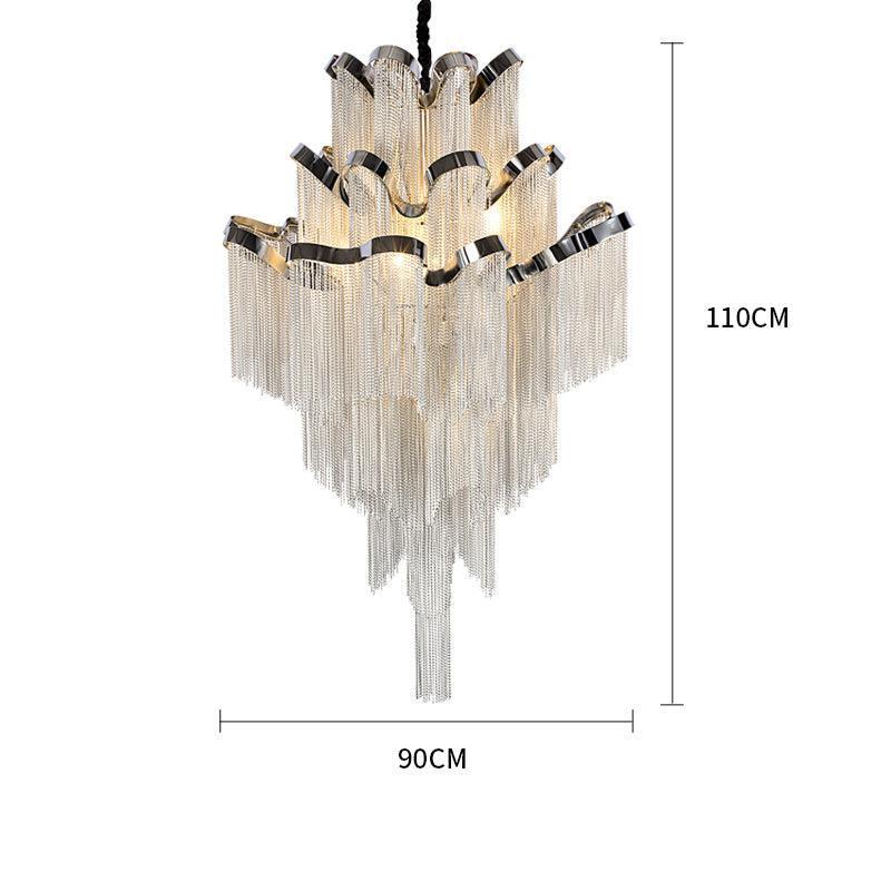 Luster Gaze Radiant Cascade Aluminum Chain Tassel Chandelier - Background Shot
