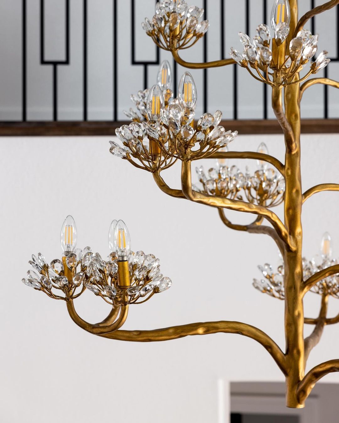 Luster Gaze Veridian Bloom 22-Light Gold Chandelier - Background Shot