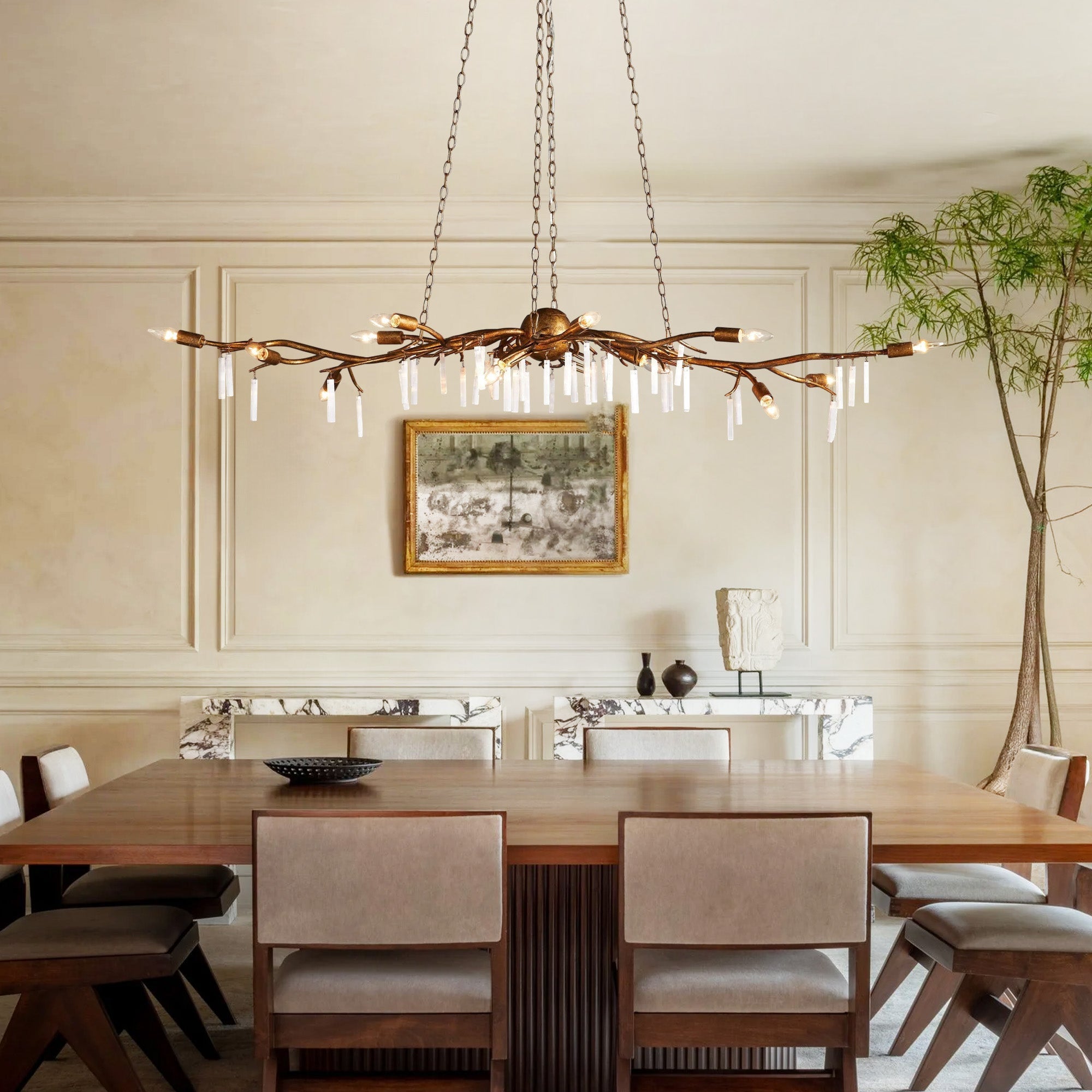 Luster Gaze Selenite Bloom 15-Light Chandelier - formal American dining room