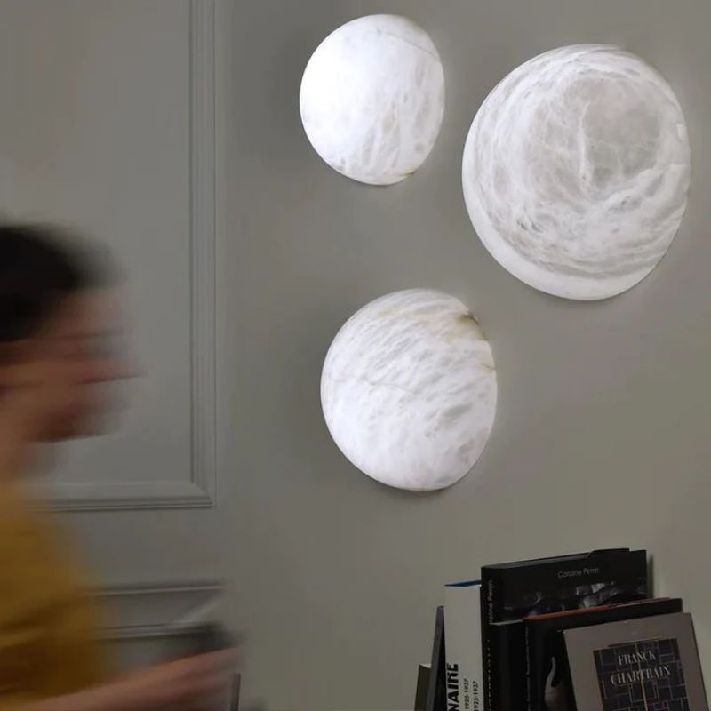 Alabaster Hemisphere Wall Sconce 5.9" D 7.9" D 11.8" D  Herman Lighting   