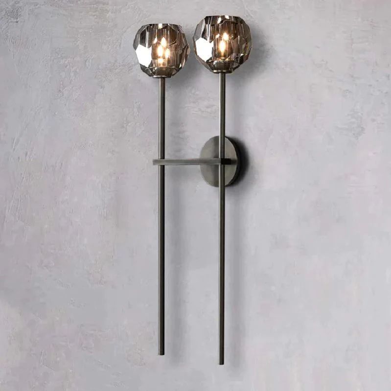 Kristina Smoke Glass Double Grand Bedroom Wall Sconce