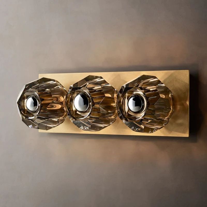 Kristina Smoke Glass Linear Short Bathroom Wall Sconce