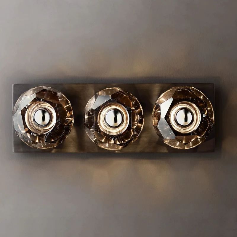 Kristina Smoke Glass Linear Short Bathroom Wall Sconce