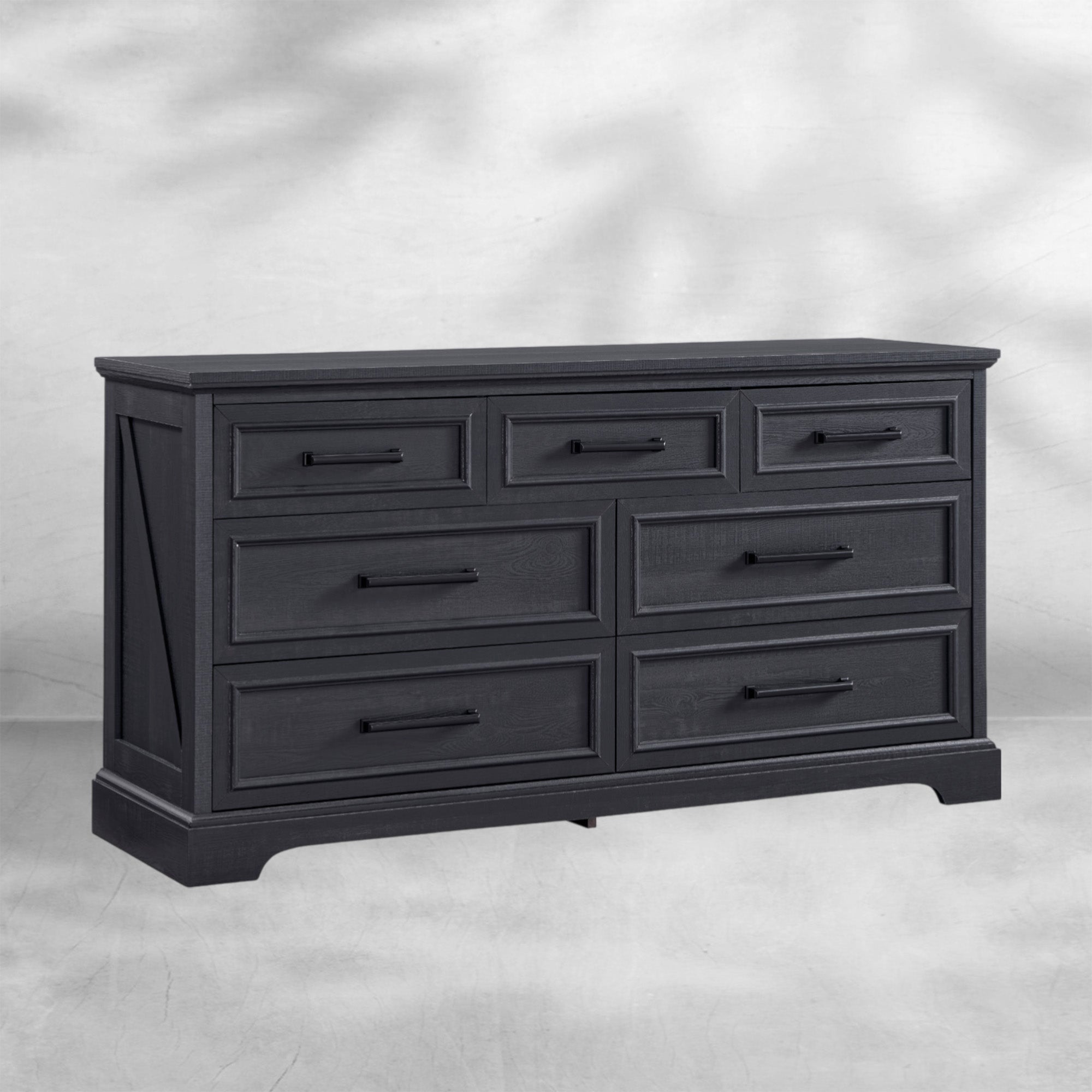 52" Wide Farmhouse 7-Drawer Dresser | Black Chest of Drawers