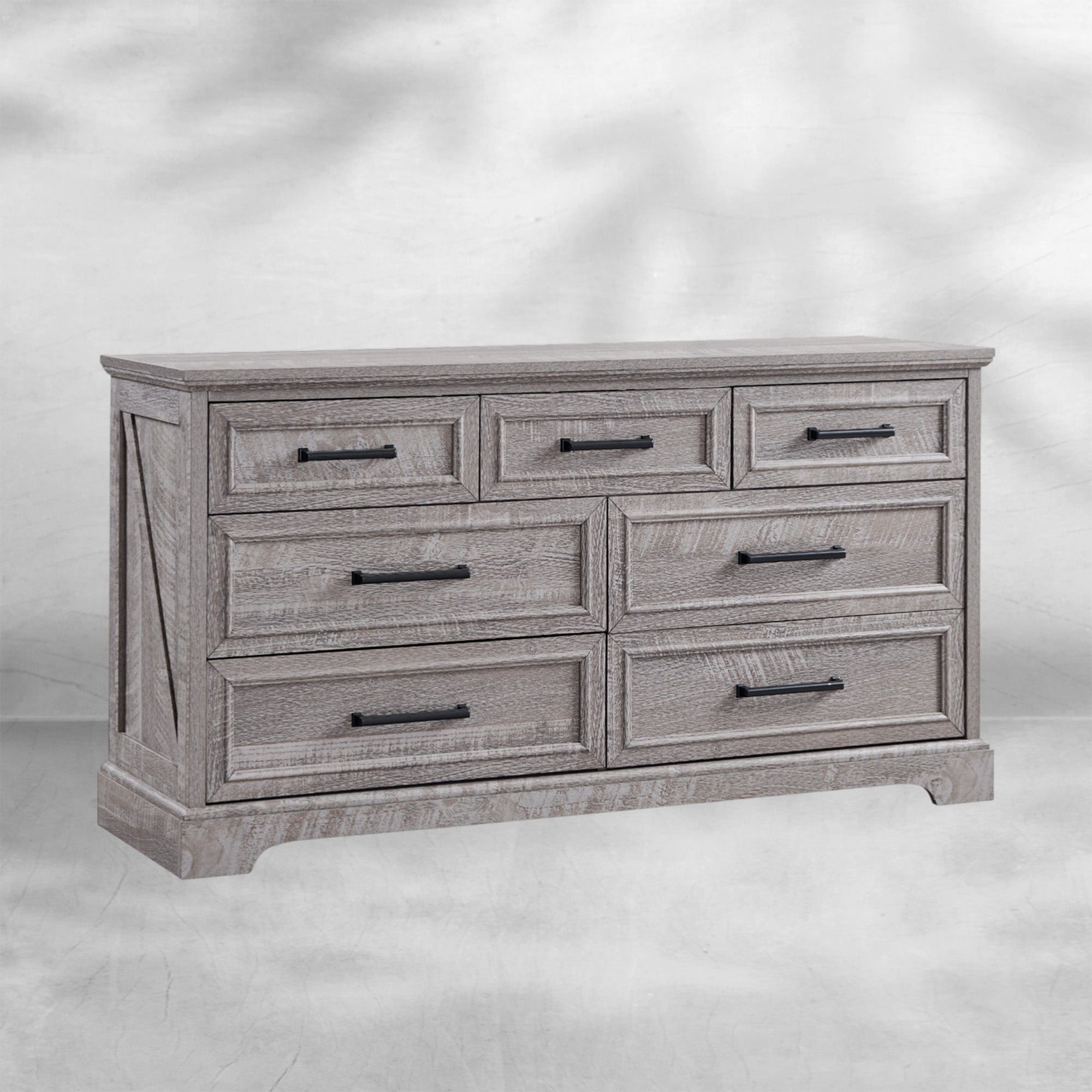 52" Wide Farmhouse 7-Drawer Dresser | Black Chest of Drawers