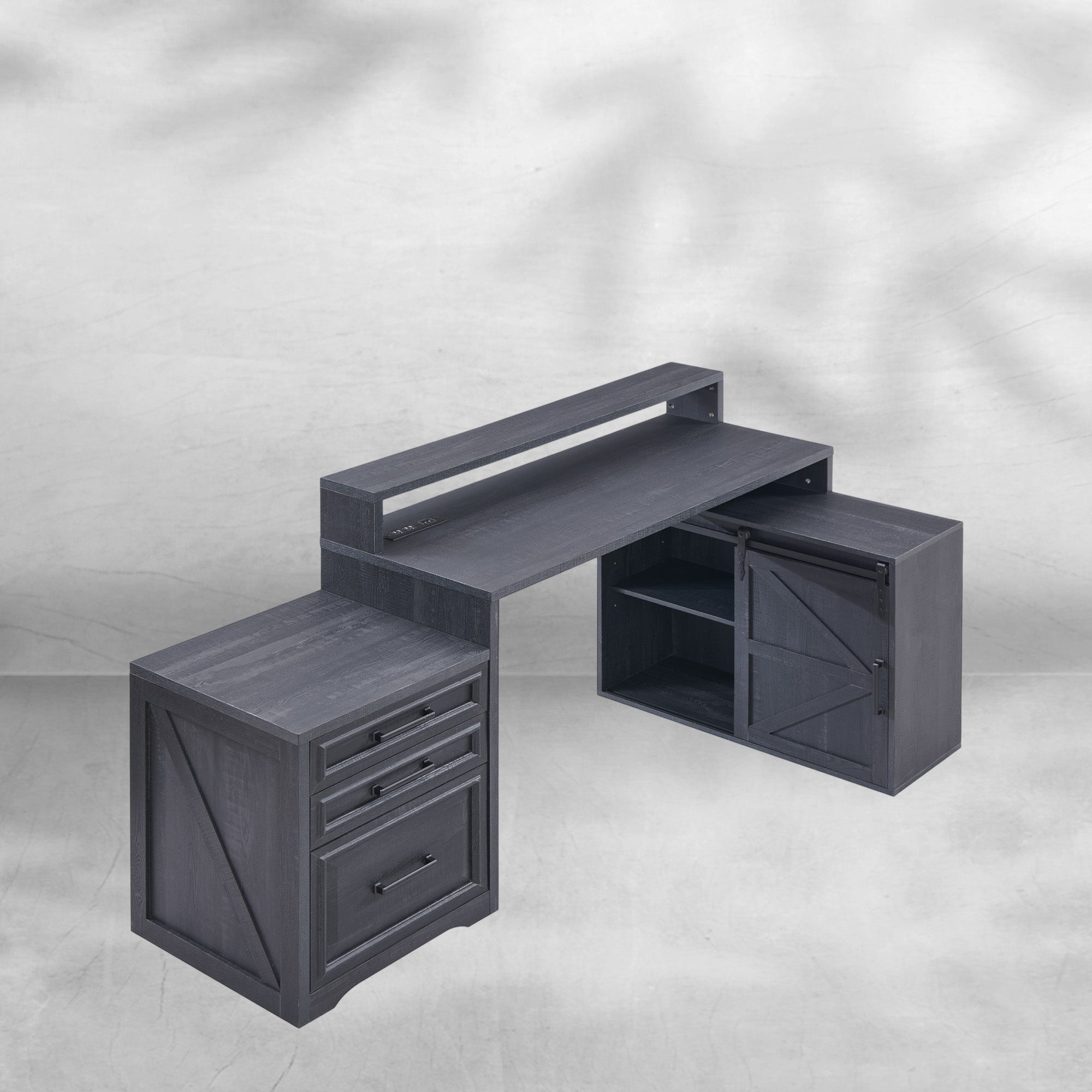 67 Inch Modern Farmhouse Computer Desk with File Cabinet