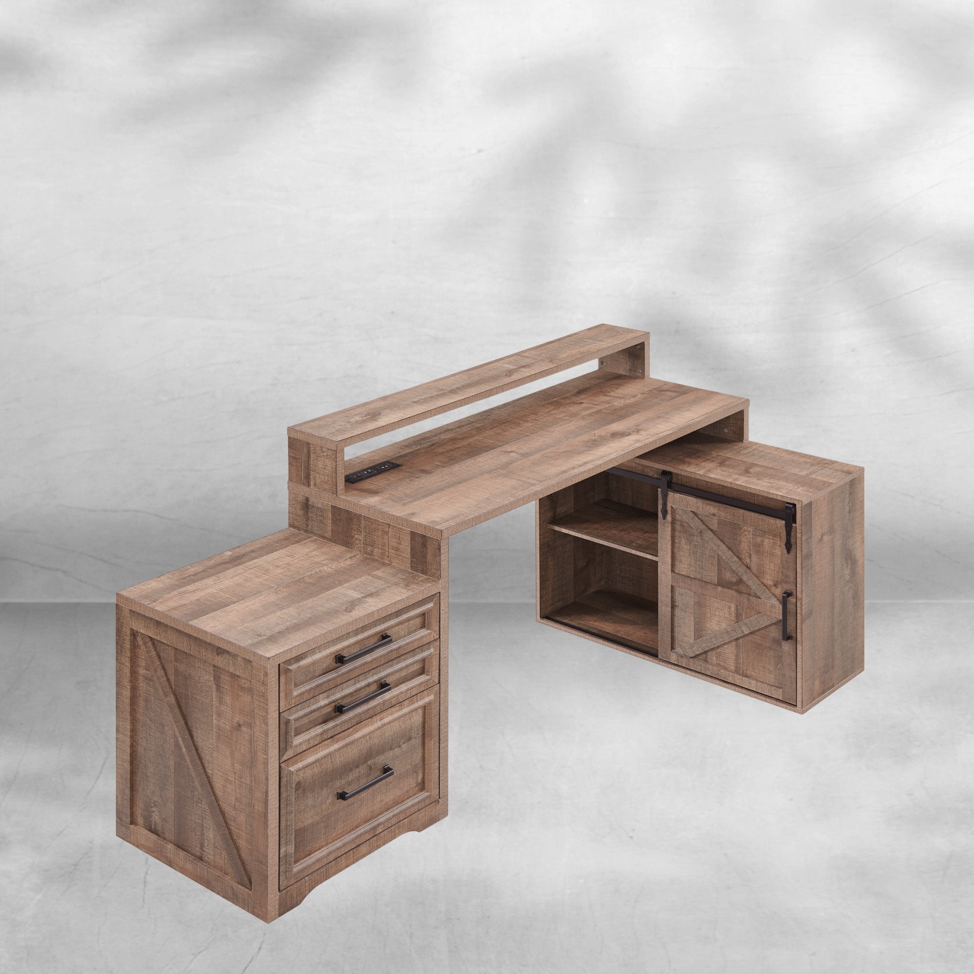 67 Inch Modern Farmhouse Computer Desk with File Cabinet
