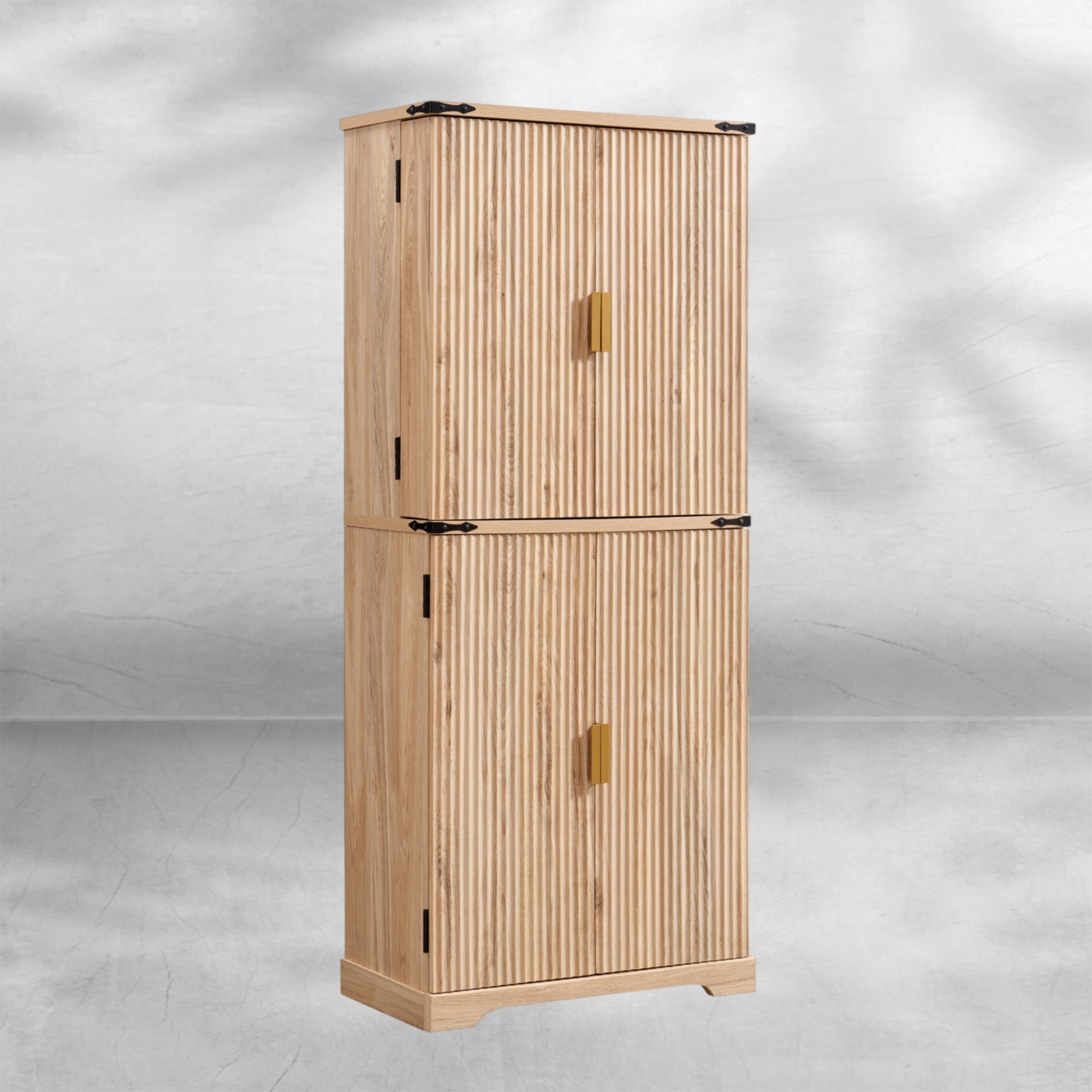 72" Fluted Pantry Cabinet | 4 Doors & Shelves