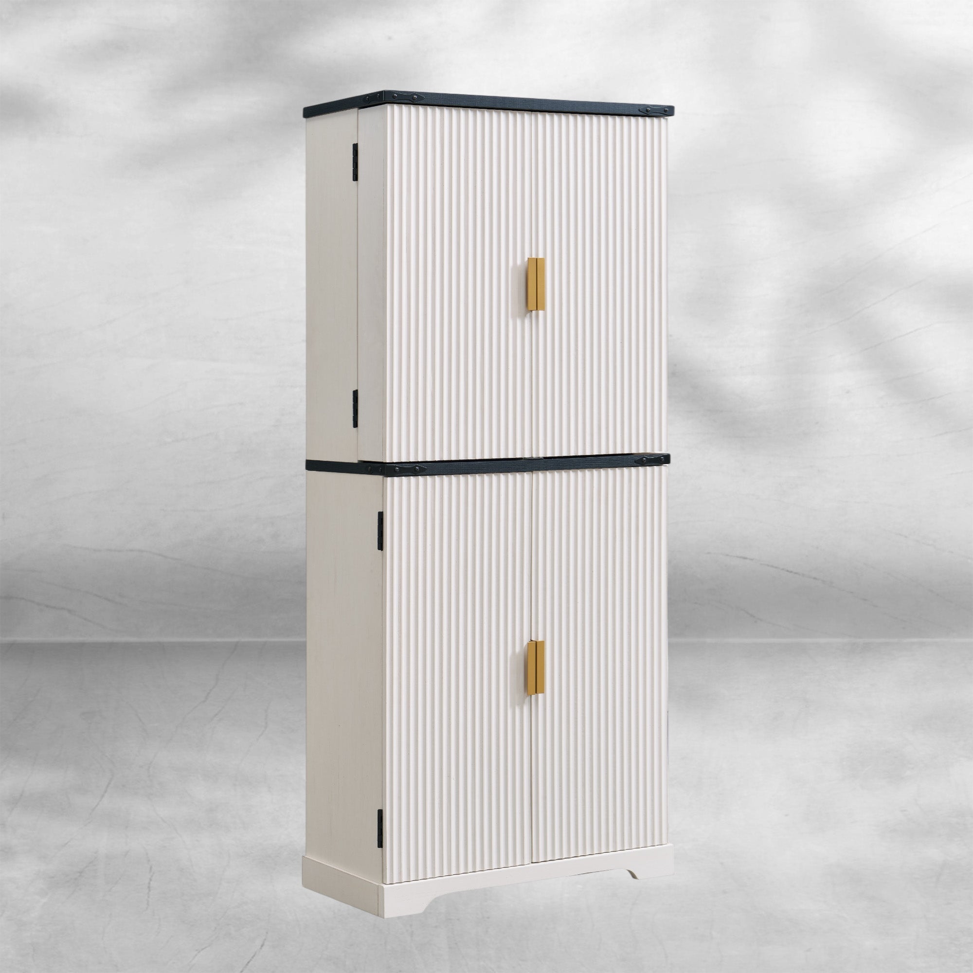 72" Fluted Pantry Cabinet | 4 Doors & Shelves