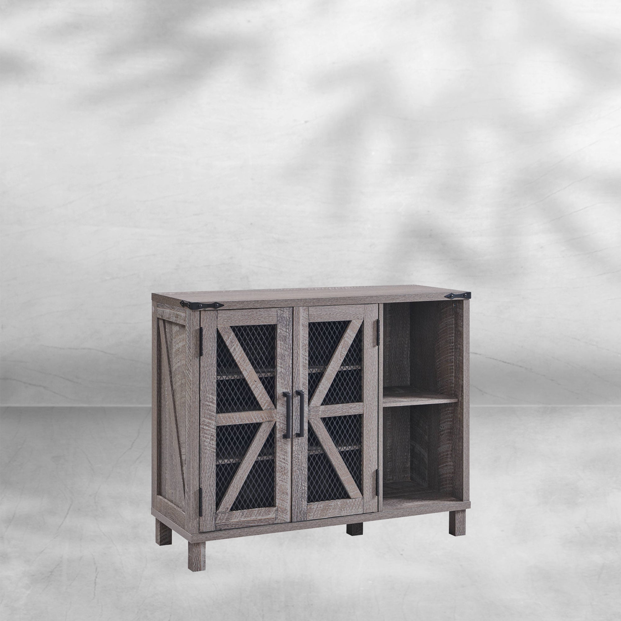 38" Wide Farmhouse Shoe Cabinet with Mesh Doors and Shelves