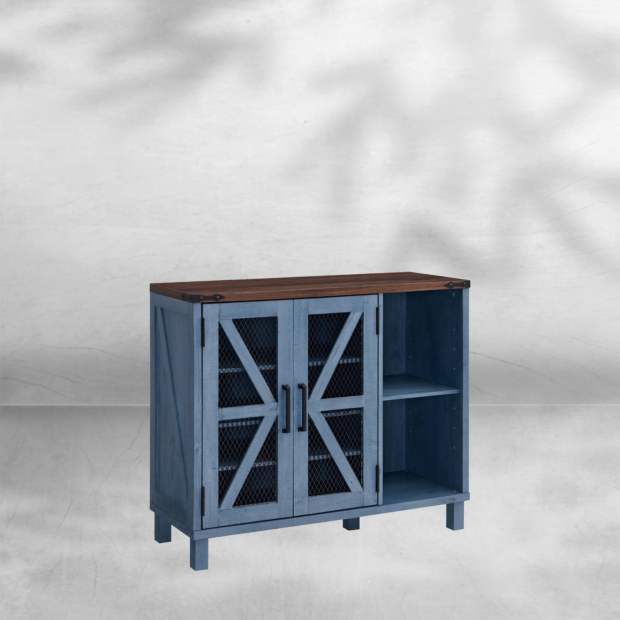 38" Wide Farmhouse Shoe Cabinet with Mesh Doors and Shelves