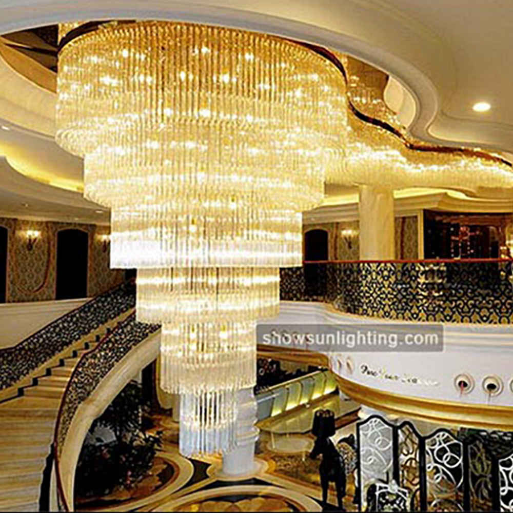 Large long drop crystal chandelier for shopping mall
