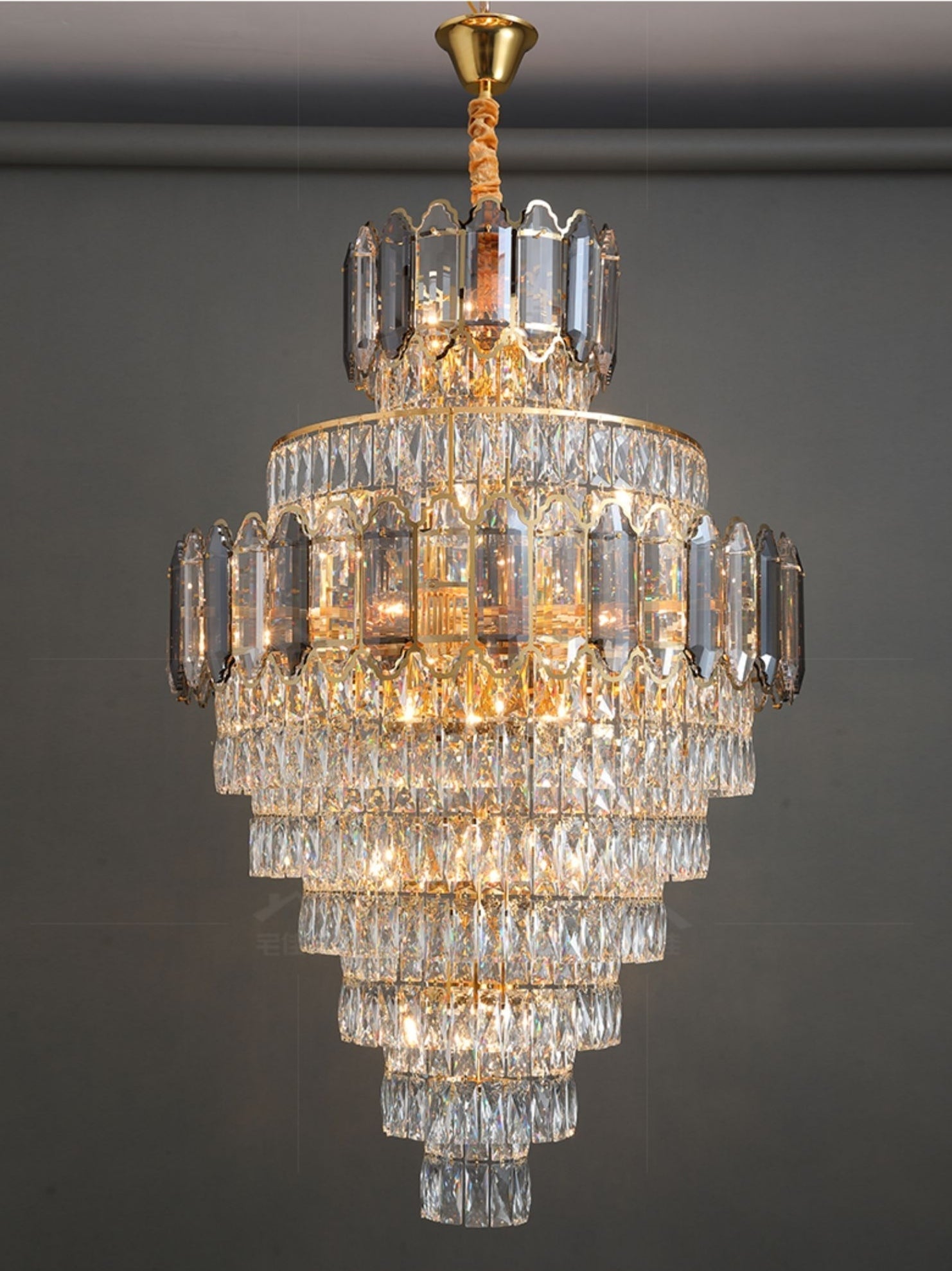 Luster Gaze Grand Radiance Round K9 Crystal Chandelier - Background Shot