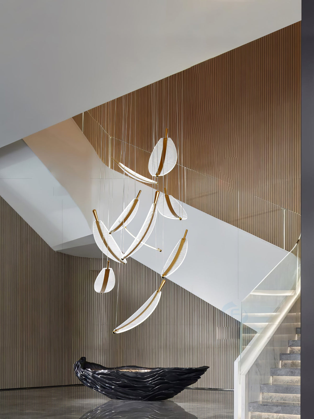 Leaf Crystal Spiral LED Chandelier