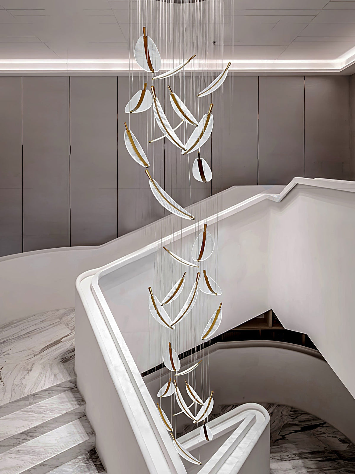 Leaf Crystal Spiral LED Chandelier
