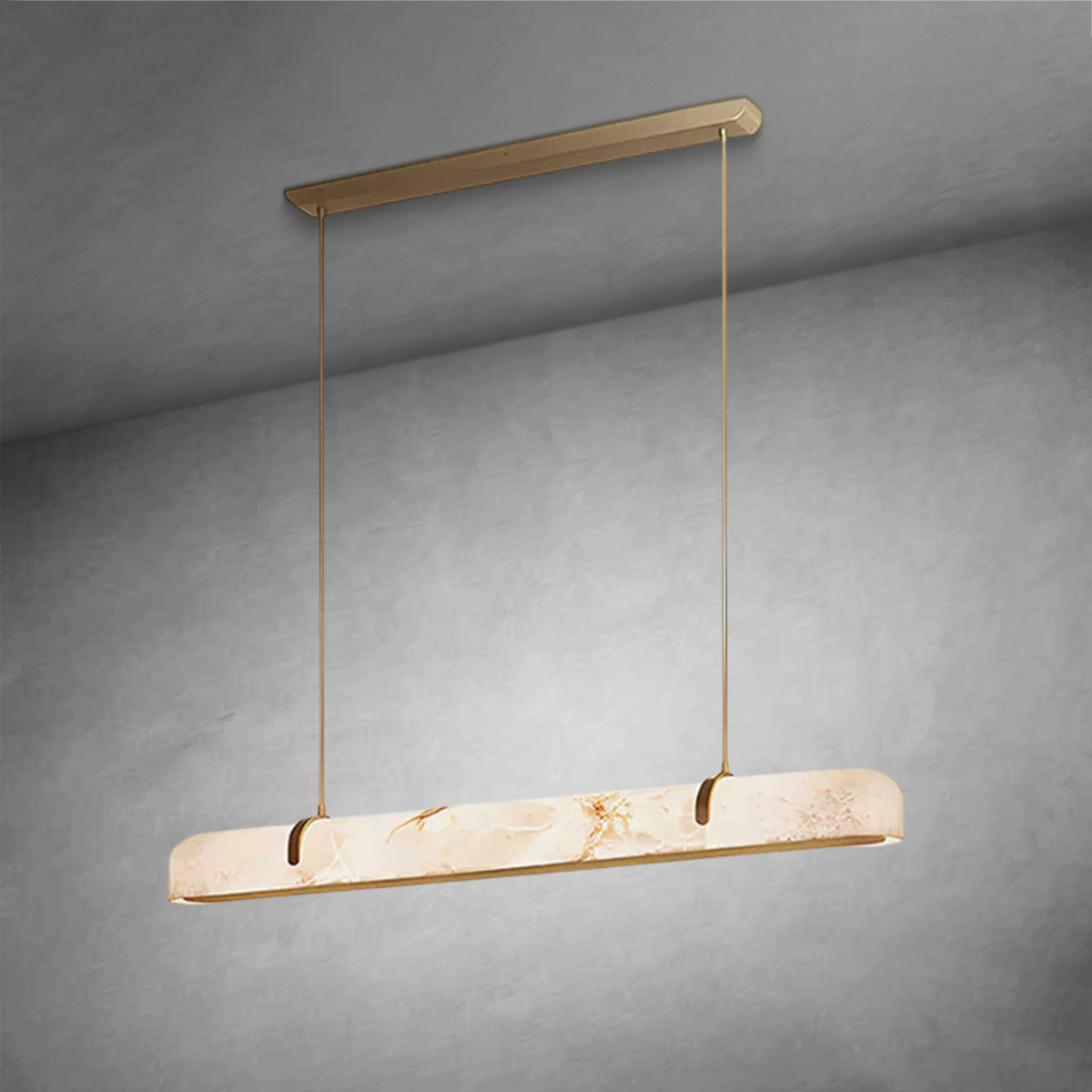 Linear Alabaster Chandelier, Kitchen Island Pendant Light - Luster Gaze