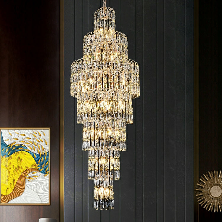 Luster Gaze Grand Lumina Crystal Staircase Chandelier - formal American dining room