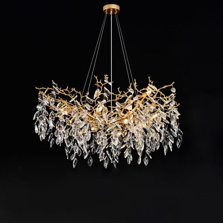 LG Gold Chandeliers Tree Branch Kitchen, Modern Crystal Chandelier
