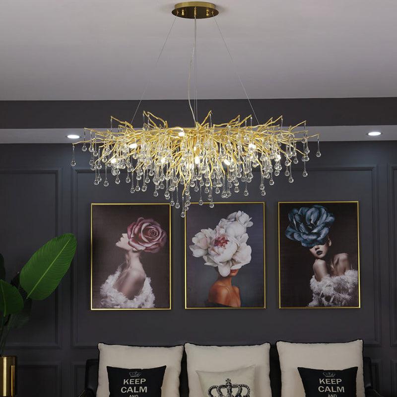 LG Aqua Modern Tree Branch Crystal Chandelier 47.5" L