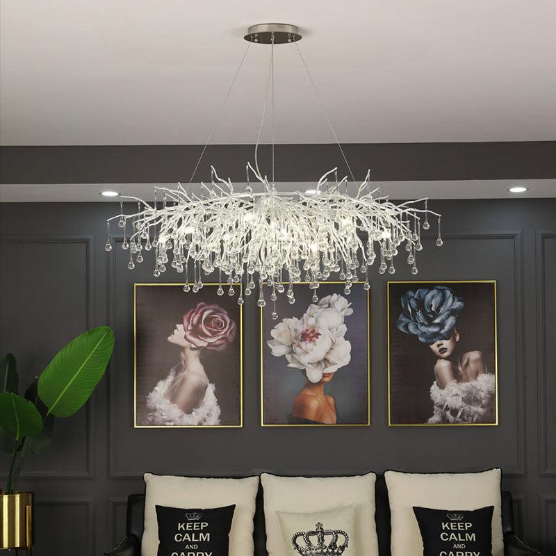 LG Aqua Modern Tree Branch Crystal Chandelier 47.5" L