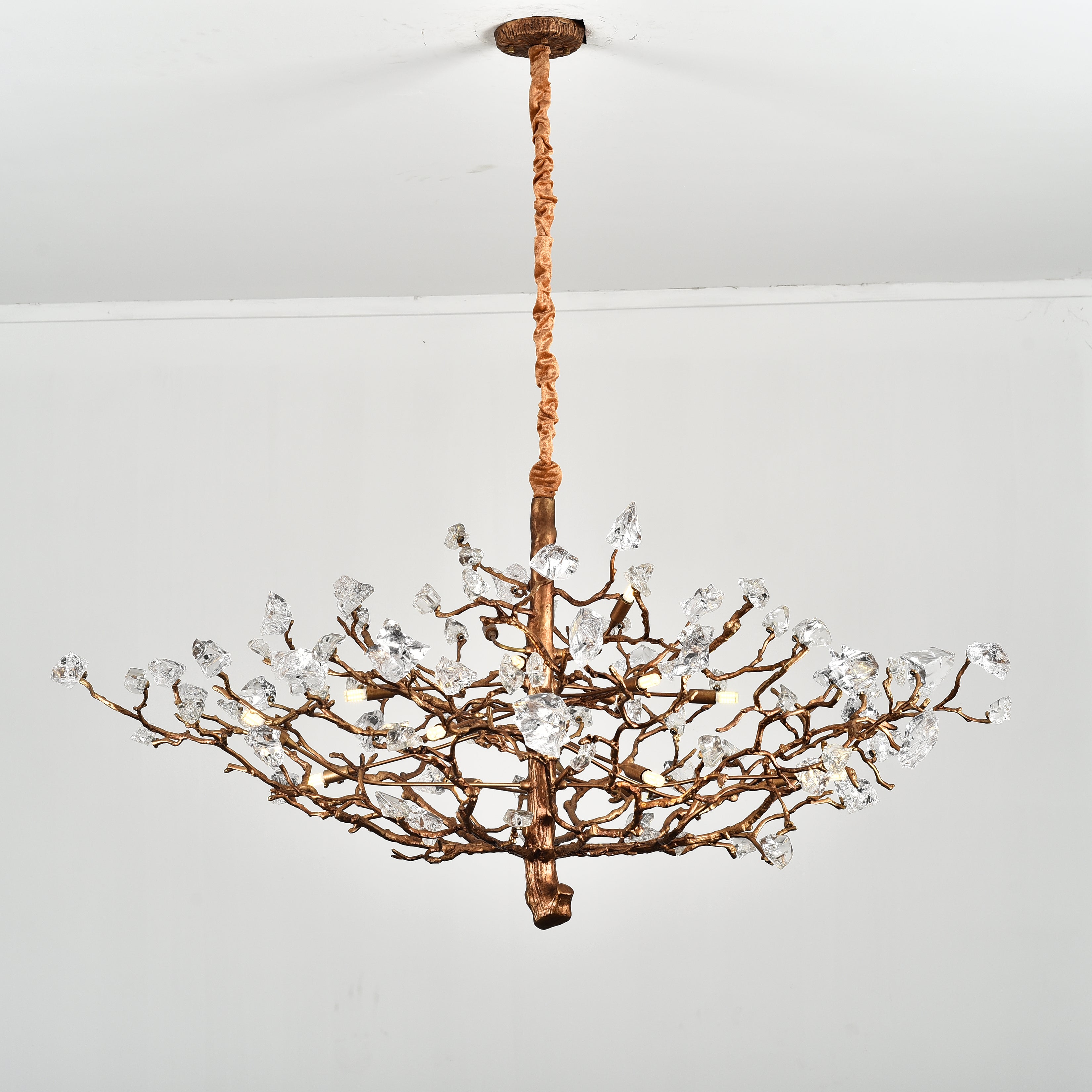 Livio Gemstone Branch Brass Round Chandelier