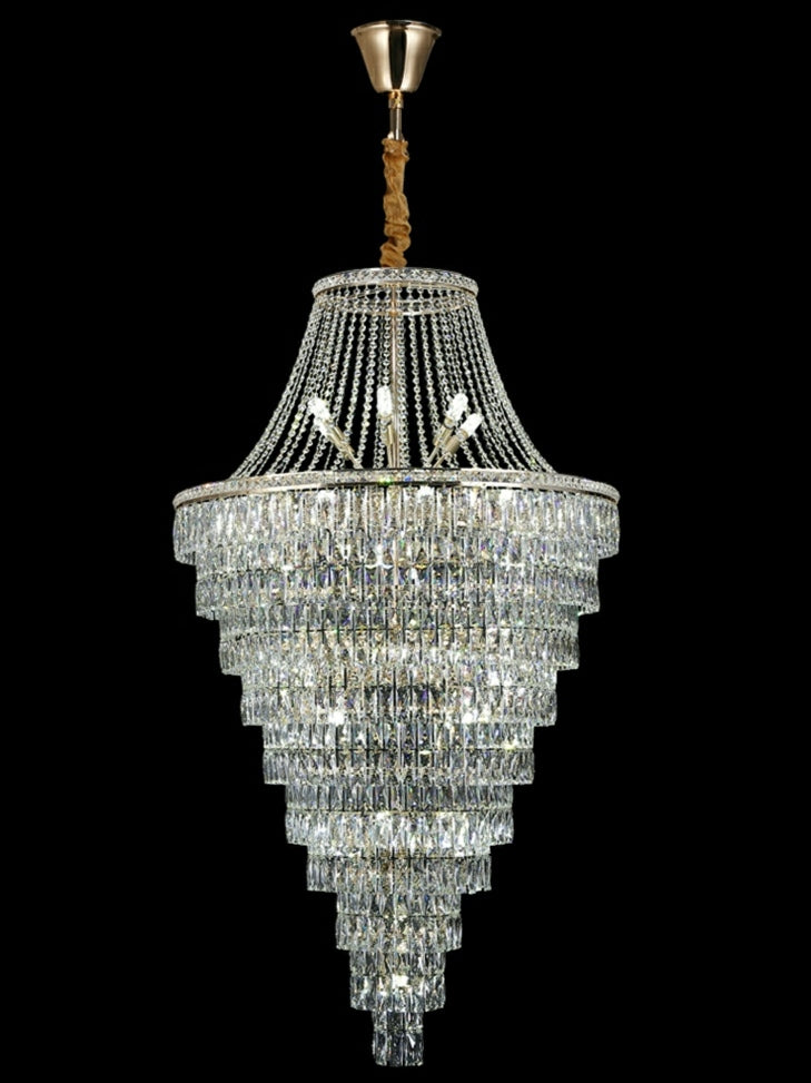 Luster Gaze Grand Radiance Tiered K9 Crystal Chandelier - Background Shot