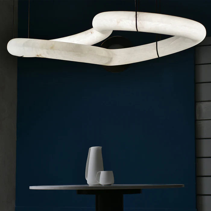 Oslo Designer Inspired Double Loop Symmetrical Alabaster Chandelier