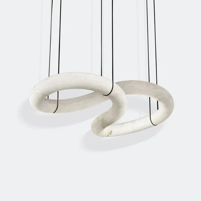 Oslo Designer Inspired Double Loop Symmetrical Alabaster Chandelier