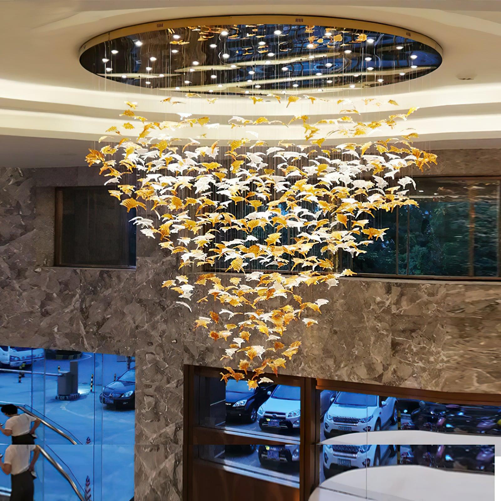 Multicolor Crystal Spiral Maple Leaf Chandelier