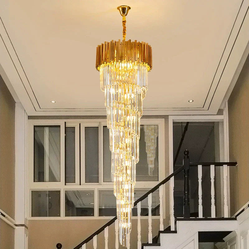 Luster Gaze Grand Lumina Spiral Crystal Chandelier - American ballroom or formal entertaining space
