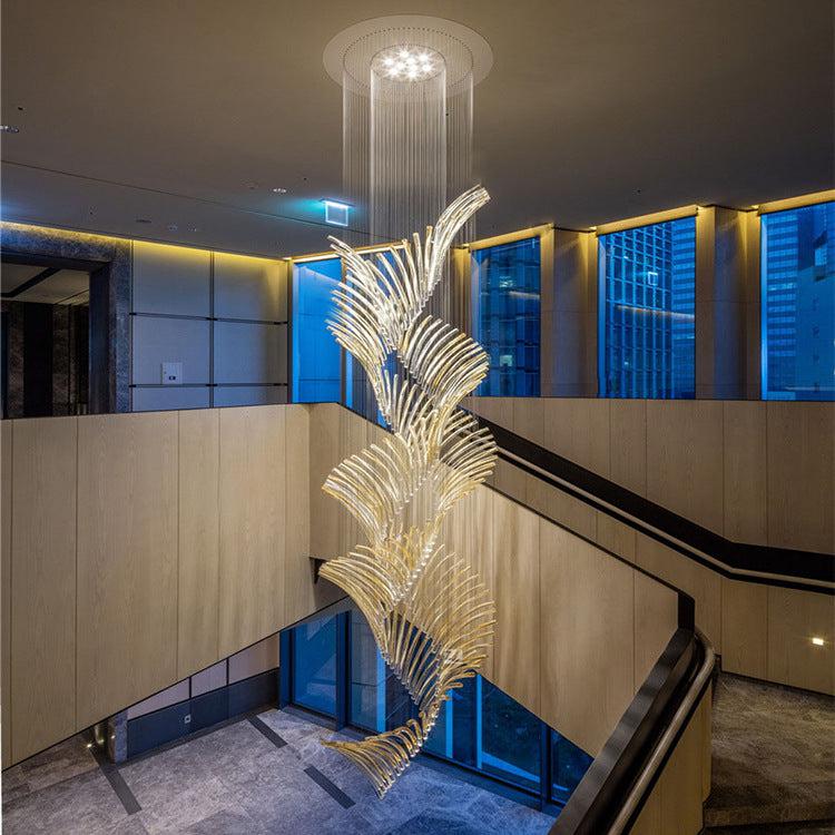 Luster Gaze Grand Lumina Spiral Chandelier - dramatic American stairwell with soaring ceiling