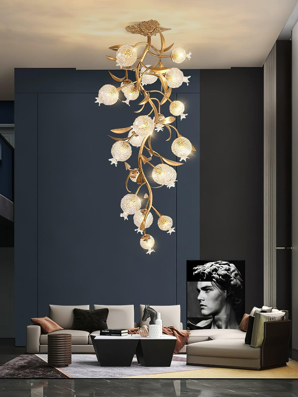 Pomegranate Brass Branch Chandelier