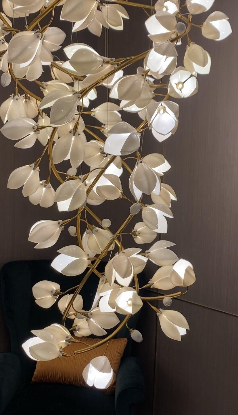 Luster Gaze Magnolia Bloom Spiral LED Chandelier - Background Shot