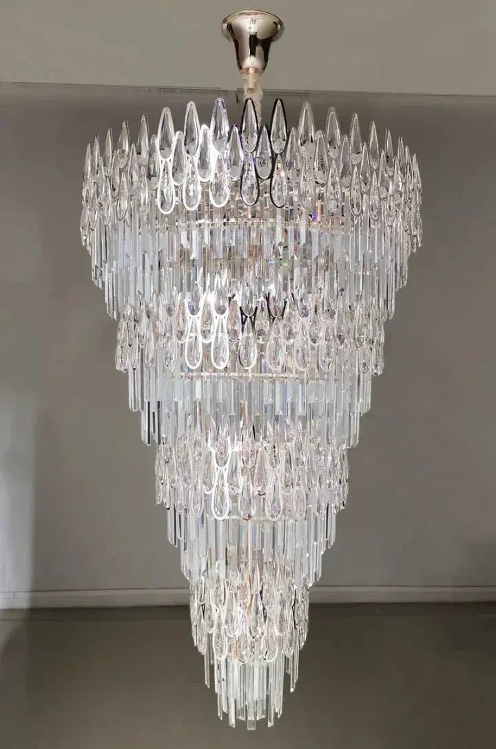 Luster Gaze Grand Tiered Raindrop Crystal Chandelier - Background Shot