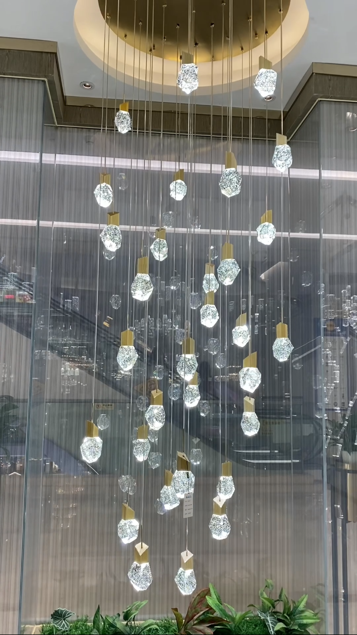 Luster Gaze Grand Lumina Modern K9 Crystal Chandelier - grand American estate foyer