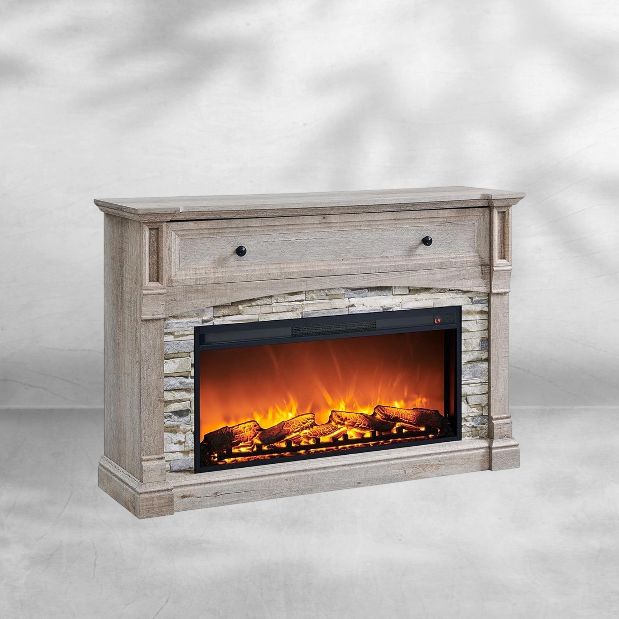 Antique White Fireplace TV Stand for 65'' TVs