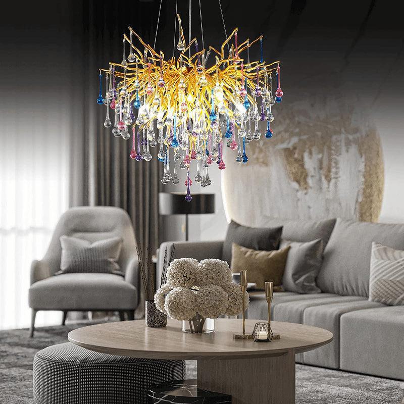 Luster Gaze Gilded Bloom Branch Chandelier - elegant American entryway with arched doorway
