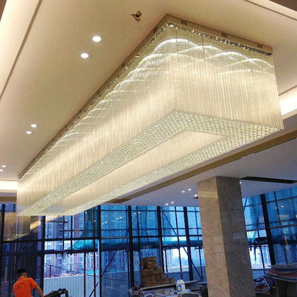 Rectangle modern crystal chandelier for hotel