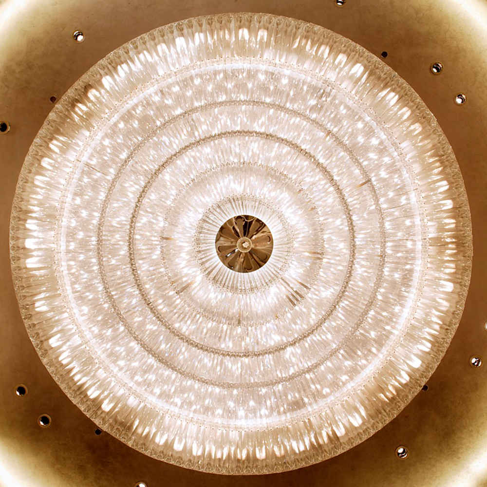 Round flush mount crystal chandelier