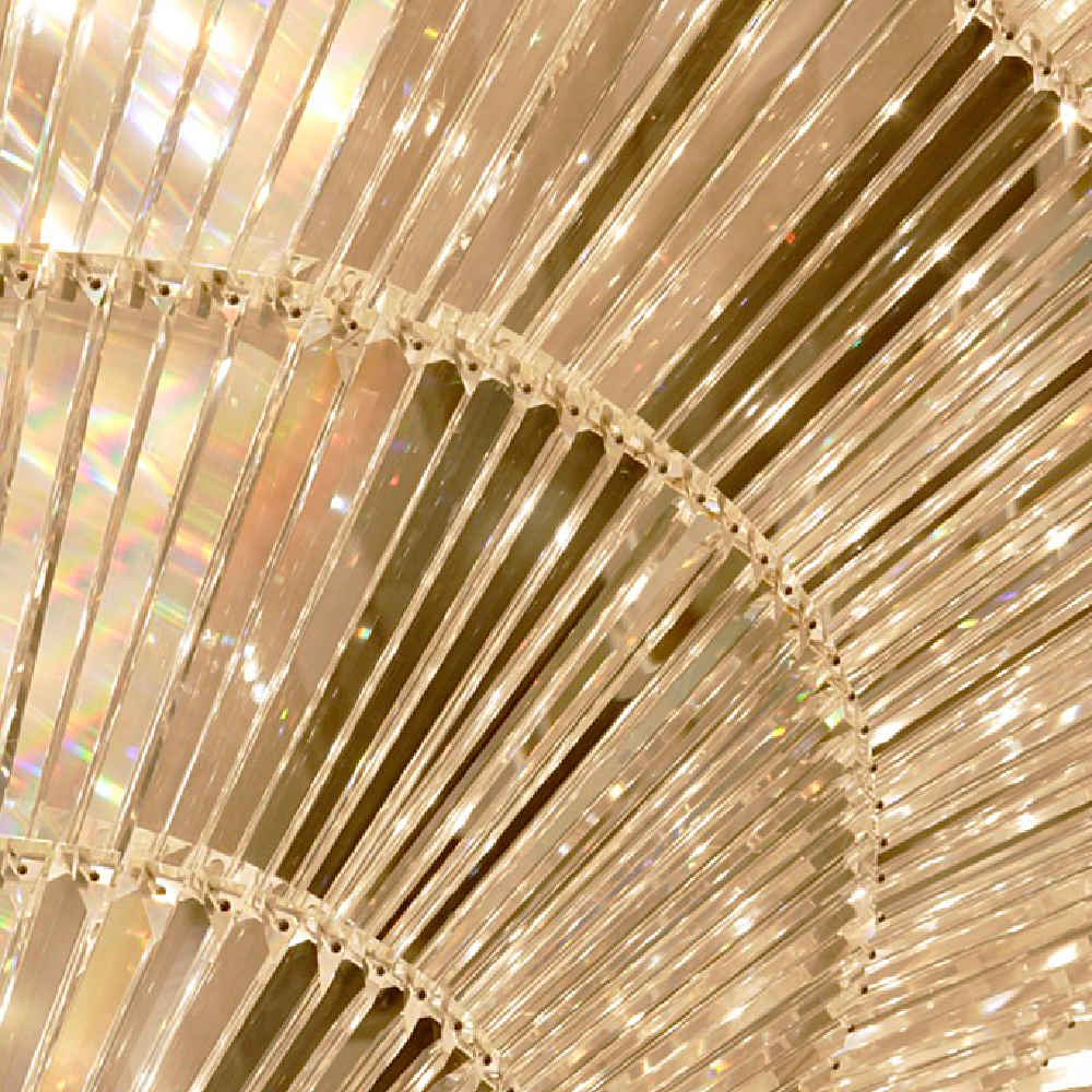 Round flush mount crystal chandelier