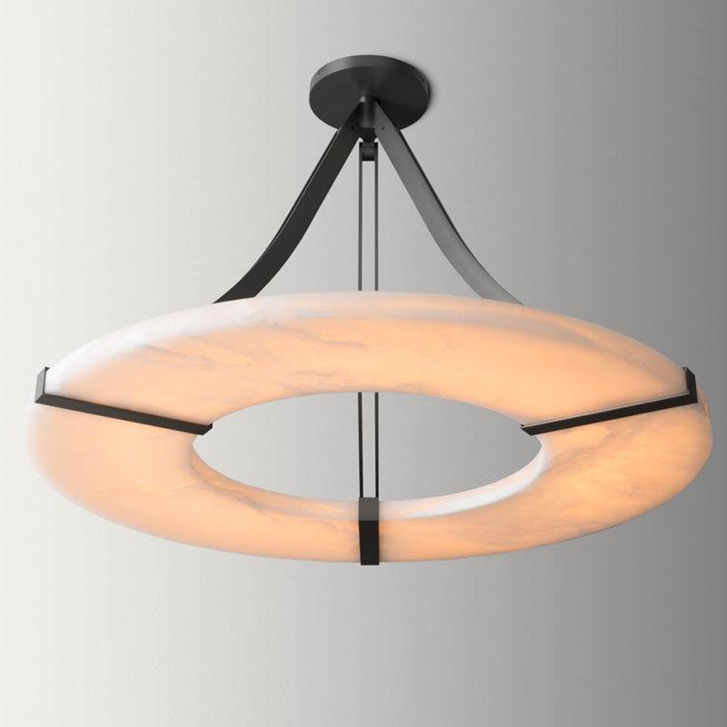 Nova Round Alabaster Plate Chandelier